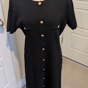 Elegant Black Button-Up Dress